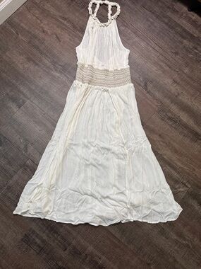 Free People Cream Boho Halter Maxi Dress